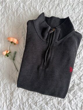 Polo Men’s XXL Gray Quarter Zip Pullover Sweater Sweatshirt